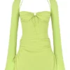 Baby Lime Chiffon Halter Mini Dress