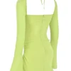 Baby Lime Chiffon Halter Mini Dress