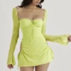Baby Lime Chiffon Halter Mini Dress