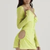 Baby Lime Chiffon Halter Mini Dress