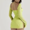 Baby Lime Chiffon Halter Mini Dress