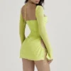 Baby Lime Chiffon Halter Mini Dress