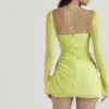 Baby Lime Chiffon Halter Mini Dress