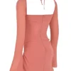 Baby Pink Chiffon Cutout Halter Mini Dress