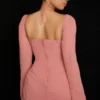 Baby Pink Chiffon Cutout Halter Mini Dress