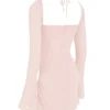Baby Pink Quartz Chiffon Cutout Halter Mini Dress