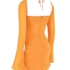 Baby Tangerine Chiffon Halter Mini Dress