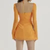 Baby Tangerine Chiffon Halter Mini Dress