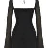 BabyDoll Black Chiffon Halter Mini Dress