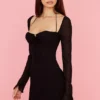 BabyDoll Black Chiffon Halter Mini Dress