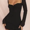 BabyDoll Black Chiffon Halter Mini Dress
