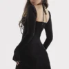 Babydoll Black Velvet Halter Mini Dress