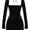 Babydoll Black Velvet Halter Mini Dress