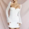 Babydoll Ivory Chiffon Halter Mini Dress