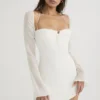 Babydoll Ivory Chiffon Halter Mini Dress