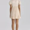 Bambi Ivory Satin + Broderie Anglaise Lace Regency Babydoll Mini Dress