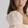 Bambi Ivory Satin + Broderie Anglaise Lace Regency Babydoll Mini Dress