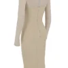Beatrice Beige Corset Midi Dress