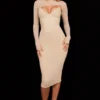 Beatrice Beige Corset Midi Dress