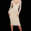 Beatrice Beige Corset Midi Dress