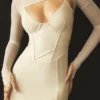 Beatrice Beige Corset Midi Dress