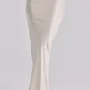 Beau Vintage Ivory Satin Draped Maxi Skirt