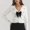 Beaubella Ivory Soft Mohair Embellished Cardigan