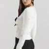 Beaubella Ivory Soft Mohair Embellished Cardigan