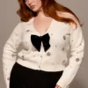 Beaubella Ivory Soft Mohair Embellished Cardigan