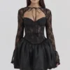 Beauty Black Lace Puffball Mini Dress