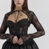 Beauty Black Lace Puffball Mini Dress