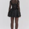 Beauty Black Lace Puffball Mini Dress