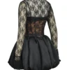 Beauty Black Lace Puffball Mini Dress