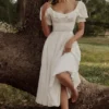 Bella White Broderie Anglais Babydoll Midi Dress