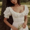 Bella White Broderie Anglais Babydoll Midi Dress