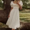 Bella White Broderie Anglais Babydoll Midi Dress