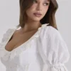 Bella White Broderie Anglais Babydoll Midi Dress