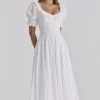 Bella White Broderie Anglais Babydoll Midi Dress