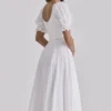 Bella White Broderie Anglais Babydoll Midi Dress