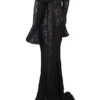 Belle Black Off Shoulder Floral Lace Maxi Dress