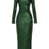 Belle Pine Green Sequin Maxi Dress