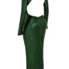 Belle Pine Green Sequin Maxi Dress