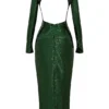 Belle Pine Green Sequin Maxi Dress