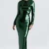 Belle Pine Green Sequin Maxi Dress