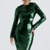 Belle Pine Green Sequin Maxi Dress