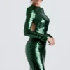 Belle Pine Green Sequin Maxi Dress