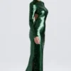 Belle Pine Green Sequin Maxi Dress