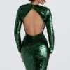 Belle Pine Green Sequin Maxi Dress