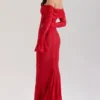 Belle Red Off Shoulder Floral Lace Maxi Dress