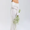 Belle Vintage Cream Floral Lace Off Shoulder Maxi Dress